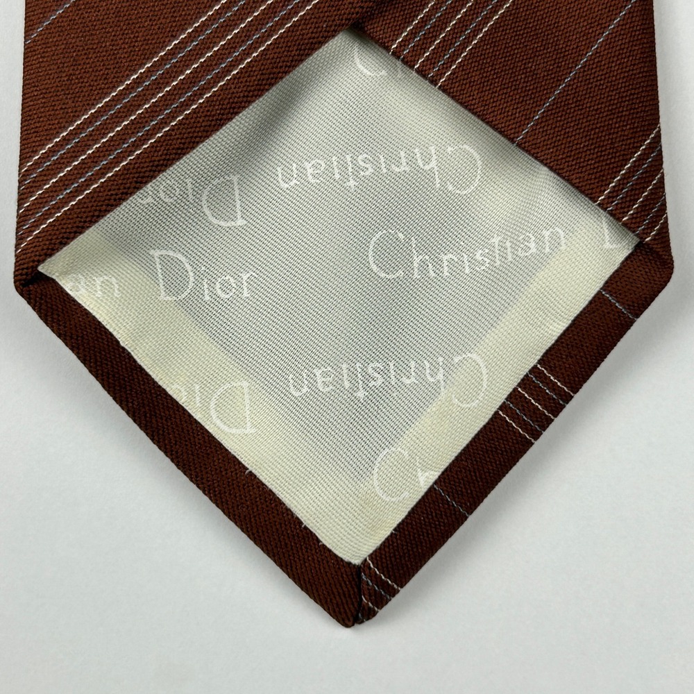 Vintage Christian Dior Hahne's Brown Striped Tie‎ NWT - Picture 9 of 9